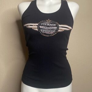 ICJUK Black British rock Courage/Strength/Attitude graphic Tank Top M